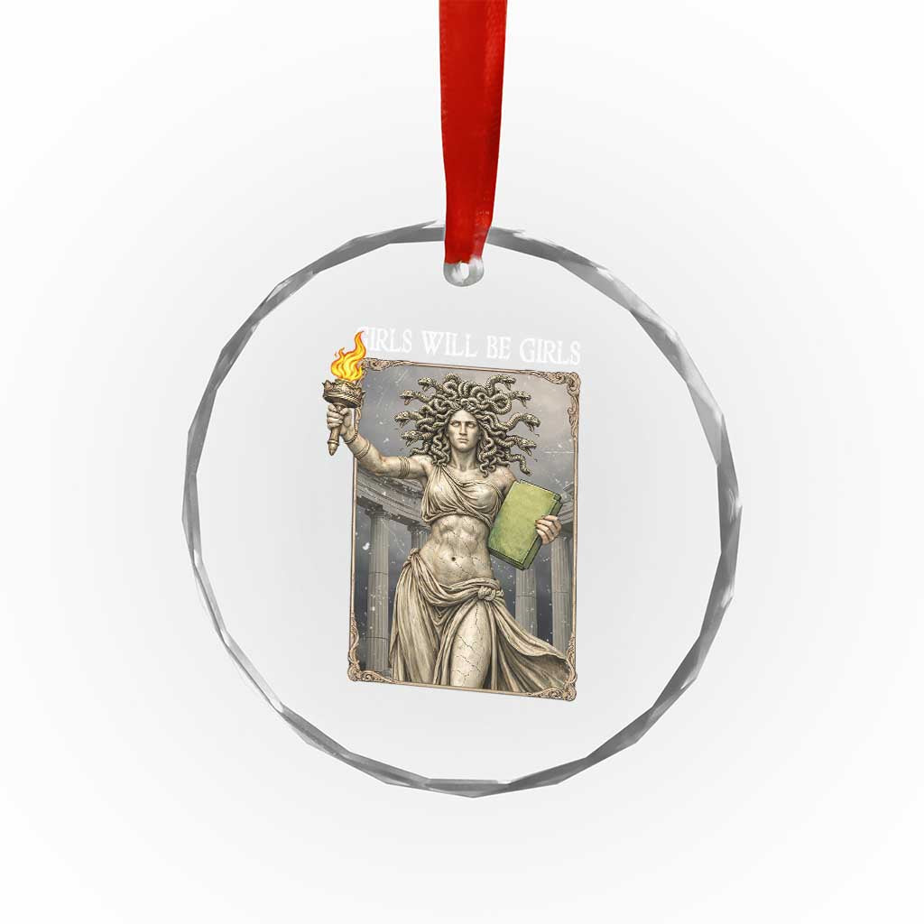 Funny Feminist Medusa Statue Of Liberty Crystal Glass Ornament Girls Will Be Girls