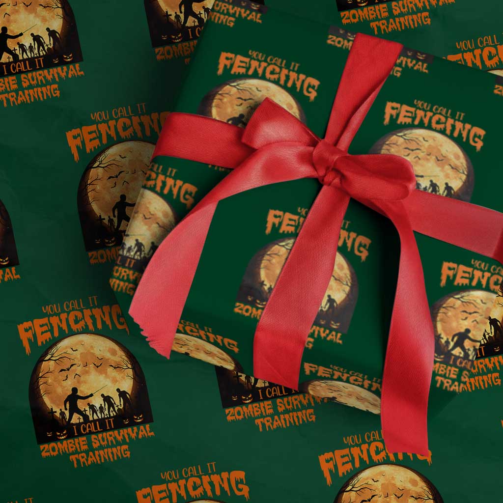 Funny Fencing Halloween Wrapping Paper Roll You Call It Fencing Zombie Survival - Wonder Print Shop