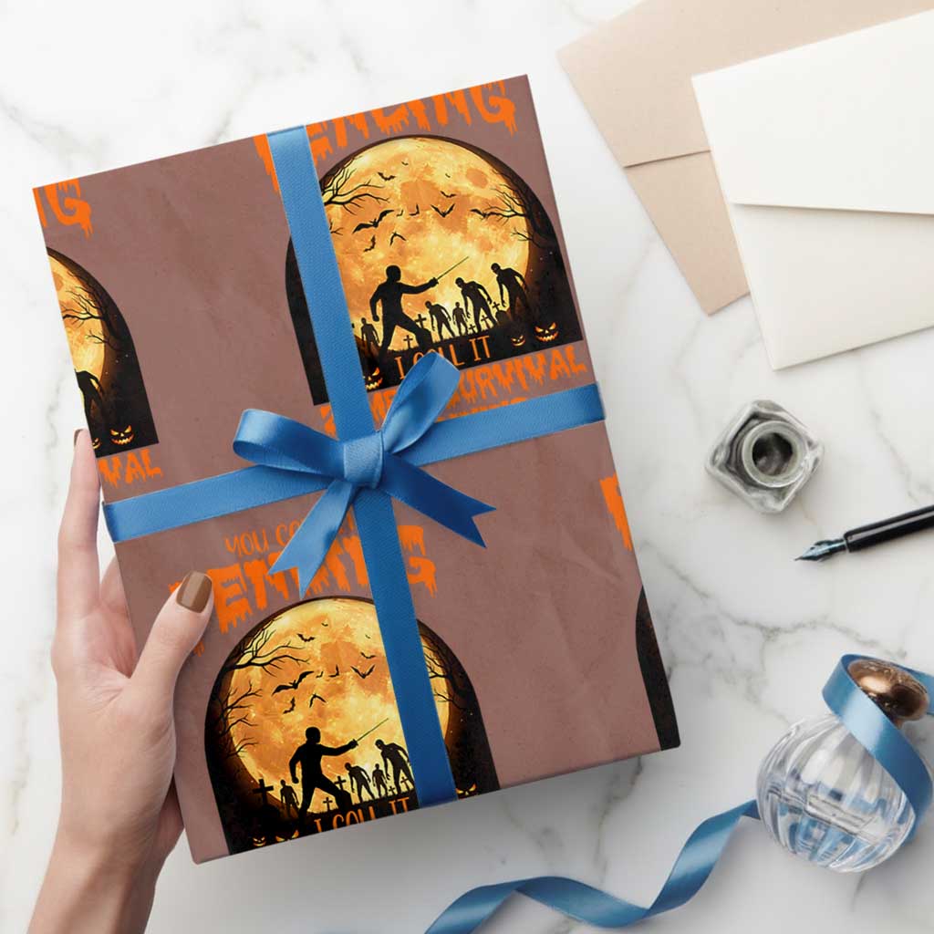 Funny Fencing Halloween Wrapping Paper Roll You Call It Fencing Zombie Survival - Wonder Print Shop