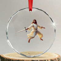 Funny Fencing Jesus Crystal Glass Ornament Combat Sport Christan Lover TS14