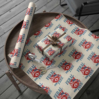 Funny Feral and Free Raccoon Wrapping Paper Roll Patriotic Bandana Animal 4th of July US Flag - Wonder Print Shop