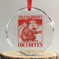 Funny Fierce Opossum Santa Crystal Glass Ornament Trans Right Or I Bites Christmas Gift - Wonder Print Shop