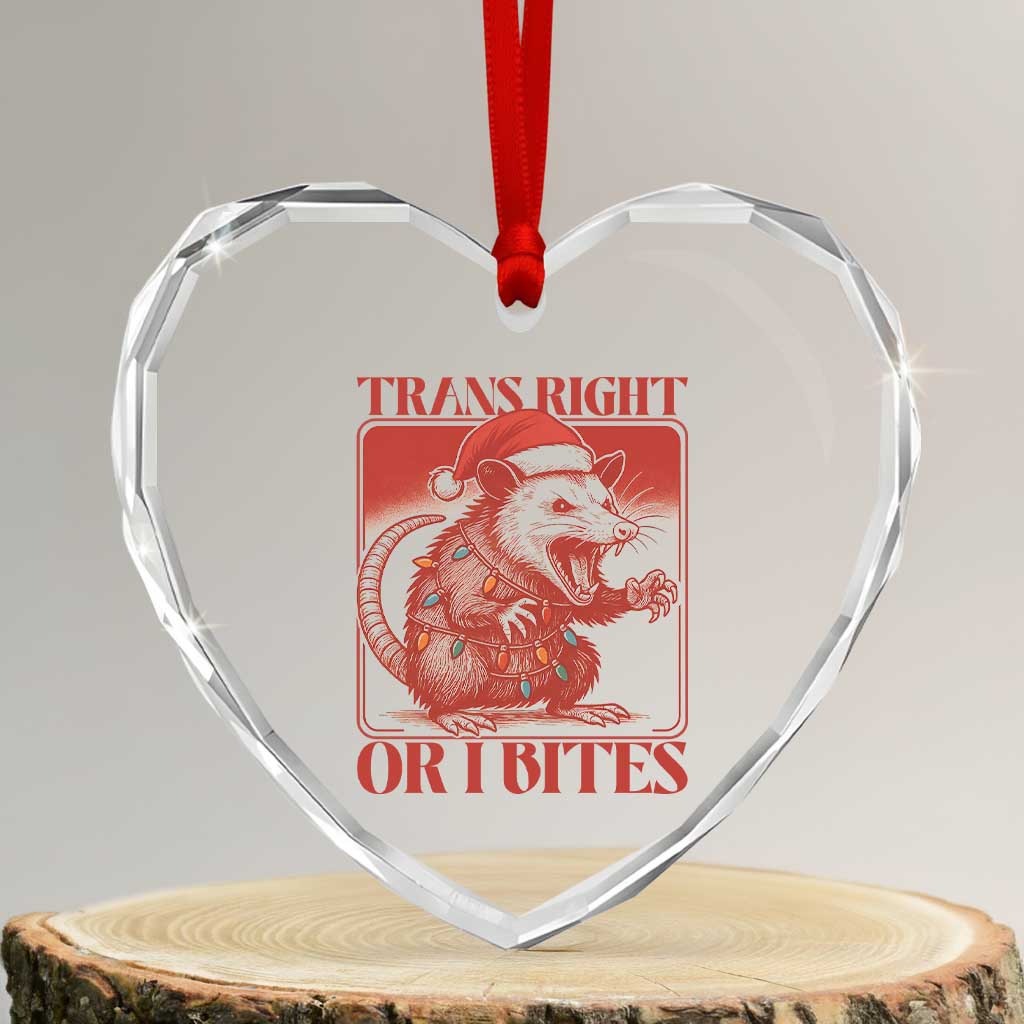 Funny Fierce Opossum Santa Heart Crystal Glass Ornament Trans Right Or I Bites Christmas Gift - Wonder Print Shop