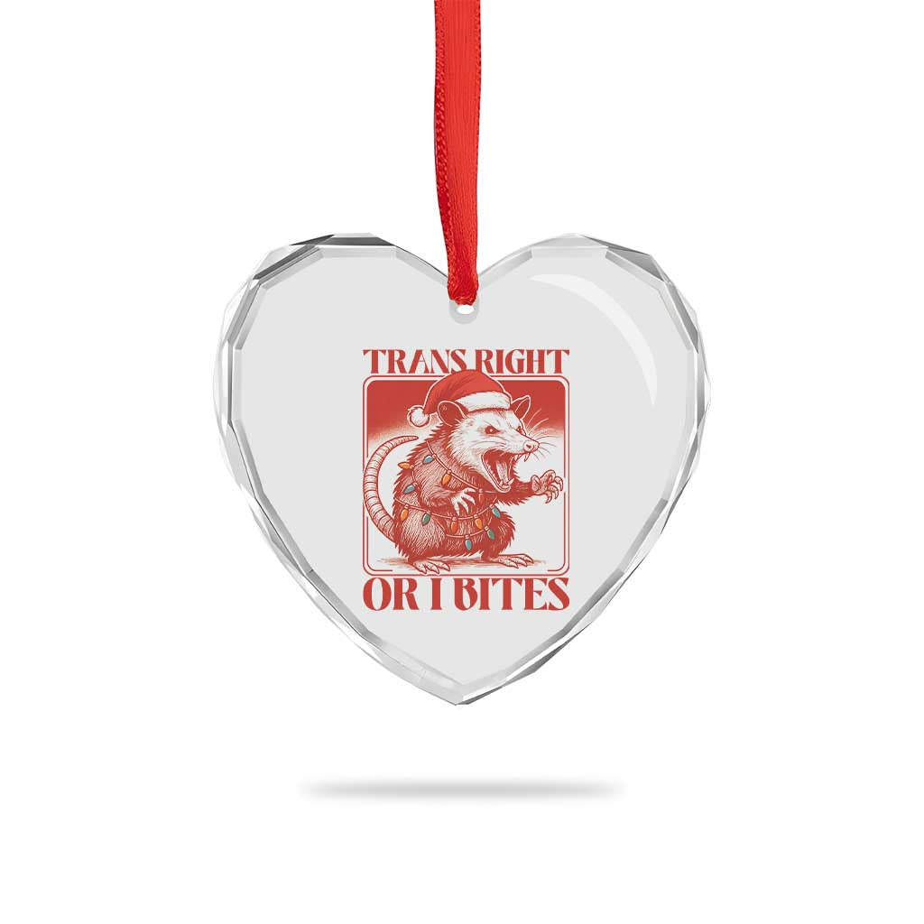 Funny Fierce Opossum Santa Heart Crystal Glass Ornament Trans Right Or I Bites Christmas Gift - Wonder Print Shop