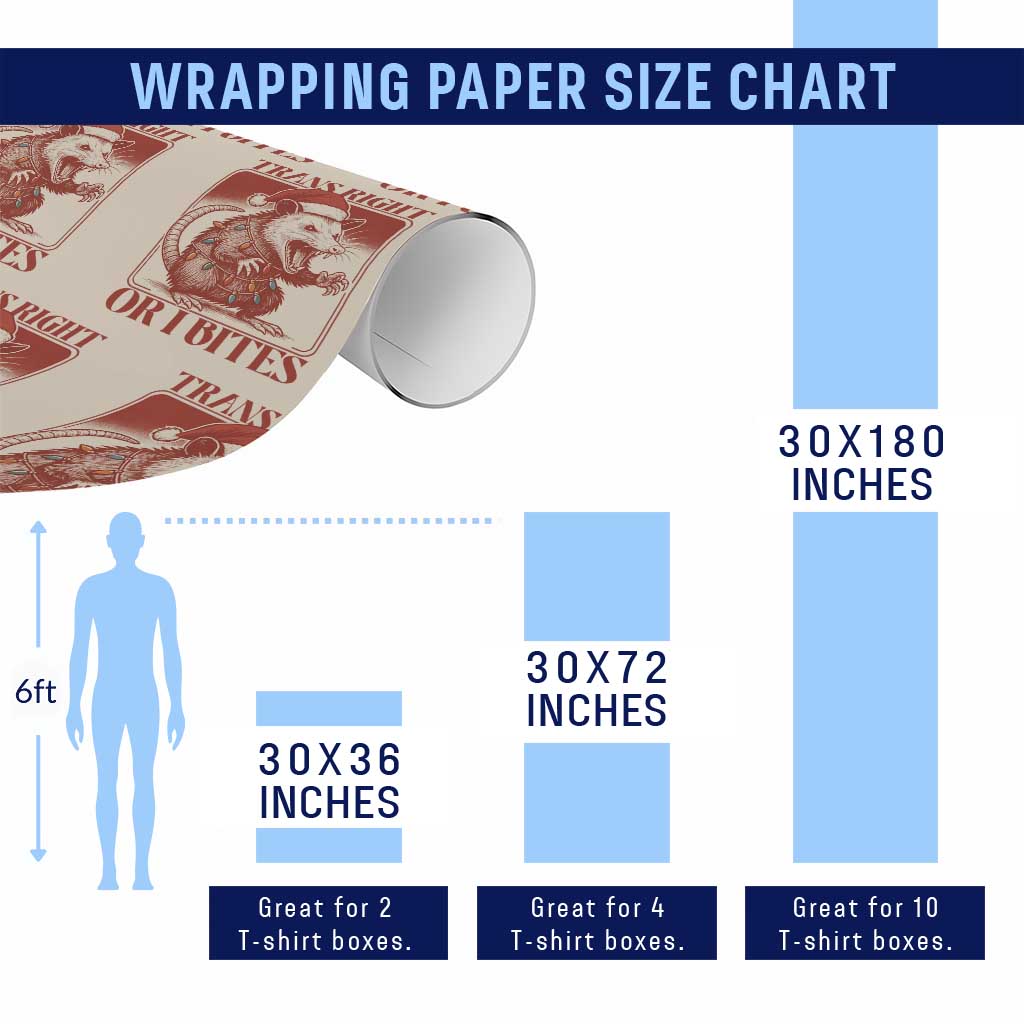 Funny Fierce Opossum Santa Wrapping Paper Roll Trans Right Or I Bites Christmas Gift - Wonder Print Shop