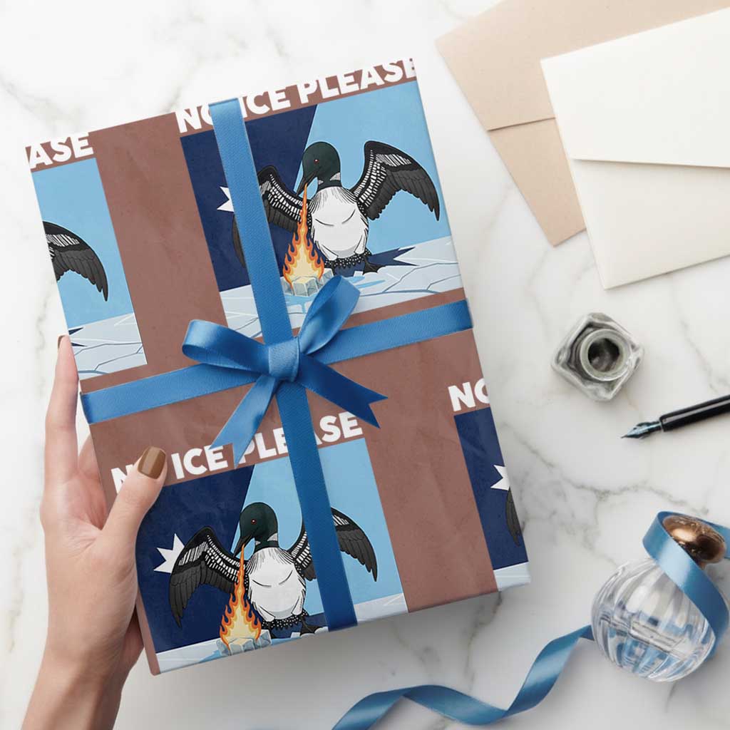 Funny Fire Breathing Loon Wrapping Paper Roll No Ice Please