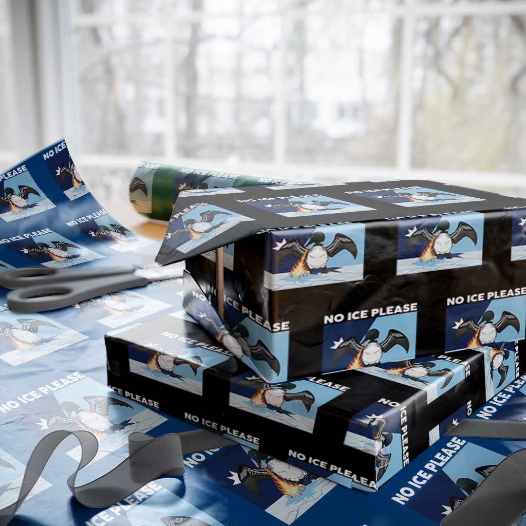Funny Fire Breathing Loon Wrapping Paper Roll No Ice Please