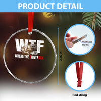 Funny Firefighter Crystal Glass Ornament WTF What The Firetruck Fireman Gift - Wonder Print Shop