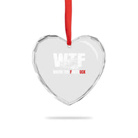 Funny Firefighter Heart Crystal Glass Ornament WTF What The Firetruck Fireman Gift - Wonder Print Shop