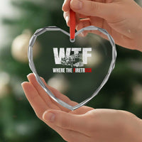 Funny Firefighter Heart Crystal Glass Ornament WTF What The Firetruck Fireman Gift - Wonder Print Shop