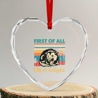 Funny First Of All I Am A Delight Heart Crystal Glass Ornament Retro Angry Opossum - Wonder Print Shop