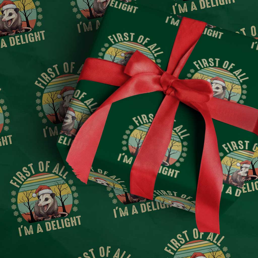 Funny First Of All I'm A Delight Wrapping Paper Roll Angry Opossum Possum Christmas - Wonder Print Shop