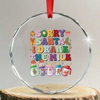 Funny First Xmas Crystal Glass Ornament Sorry Santa I Drank The Milk Retro Baby Bottle TS11