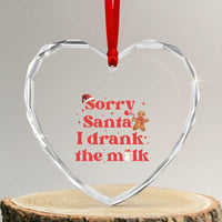 Funny First Xmas Heart Crystal Glass Ornament Sorry Santa I Drank The Milk Gingerbread - Wonder Print Shop