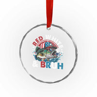 Funny Fishing Crystal Glass Ornament Red White Bruh Fisherman Gift American Flag TS10