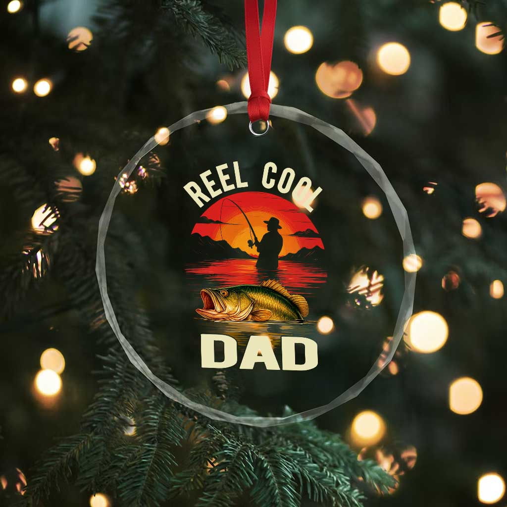 Funny Fishing Dad Crystal Glass Ornament Reel Cool Dad - Wonder Print Shop