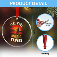 Funny Fishing Dad Crystal Glass Ornament Reel Cool Dad - Wonder Print Shop