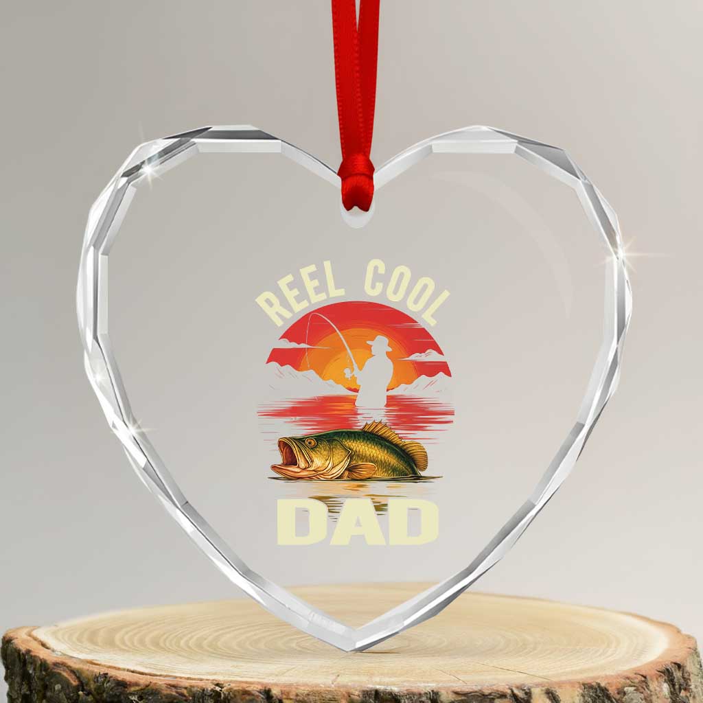Funny Fishing Dad Heart Crystal Glass Ornament Reel Cool Dad - Wonder Print Shop