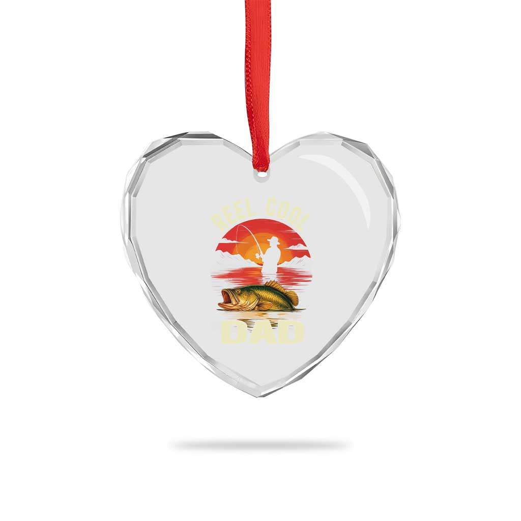 Funny Fishing Dad Heart Crystal Glass Ornament Reel Cool Dad - Wonder Print Shop