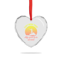Funny Fishing Enthusiast Gift Heart Crystal Glass Ornament I Cant Work Today My Arm Is In A Cast