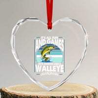 Funny Fishing Heart Crystal Glass Ornament It Is All Fun And Games Until Someone Loses A Walleye - Wonder Print Shop