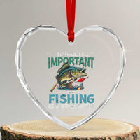 Funny Fishing Heart Crystal Glass Ornament School Is Important But Fishing Is Importanter Bass Fisherman - Wonder Print Shop