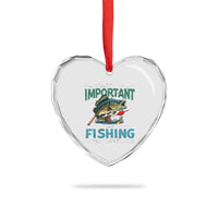 Funny Fishing Heart Crystal Glass Ornament School Is Important But Fishing Is Importanter Bass Fisherman - Wonder Print Shop