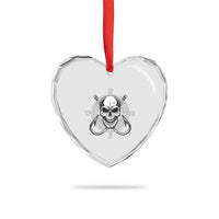 Funny Fishing Lover Heart Crystal Glass Ornament Pirate Skull Fishing Hook Compass - Wonder Print Shop