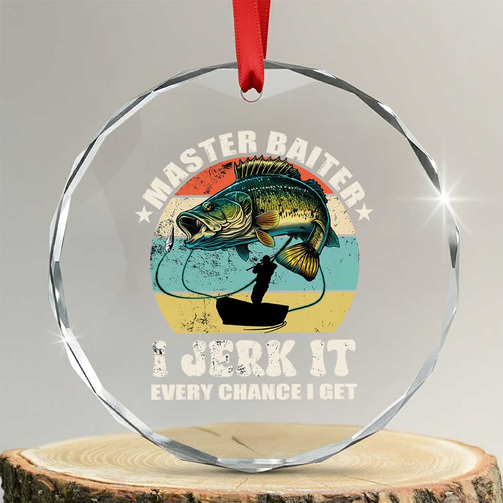 Funny Fishing Master-Baiter Crystal Glass Ornament Kayak Fishing Dad Grandpa Bass Fish Adult Humor - Wonder Print Shop