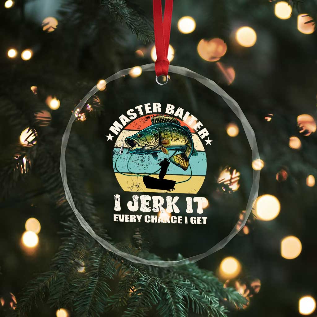 Funny Fishing Master-Baiter Crystal Glass Ornament Kayak Fishing Dad Grandpa Bass Fish Adult Humor TS02