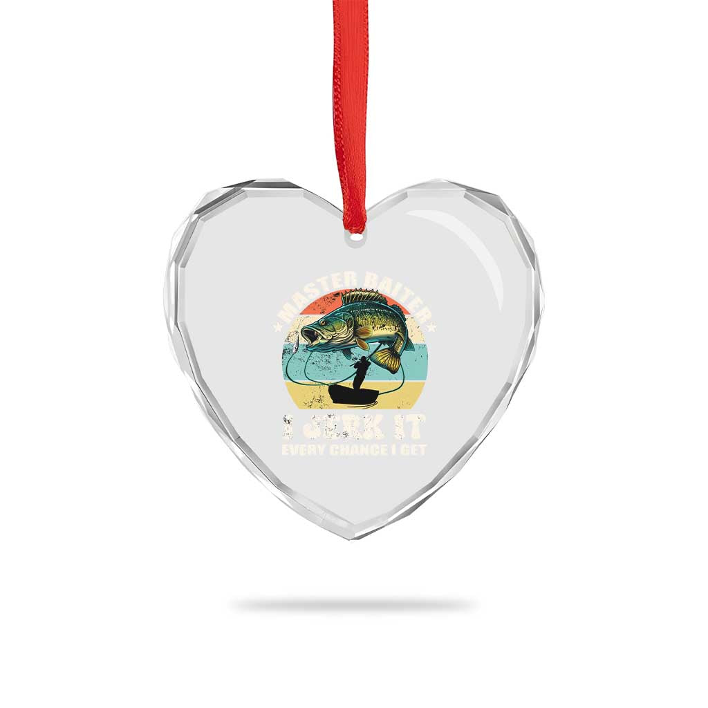 Funny Fishing Master-Baiter Heart Crystal Glass Ornament Kayak Fishing Dad Grandpa Bass Fish Adult Humor - Wonder Print Shop