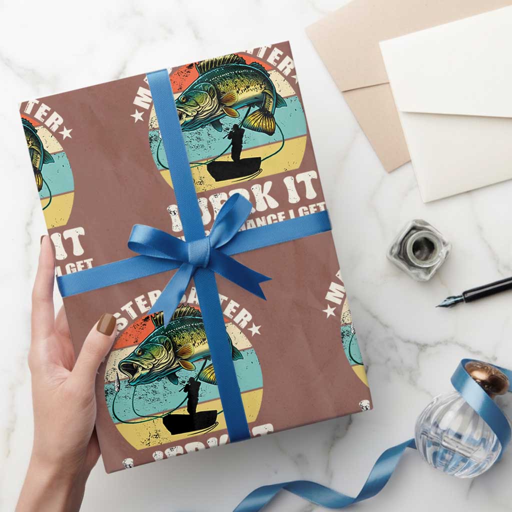 Funny Fishing Master-Baiter Wrapping Paper Roll Kayak Fishing Dad Grandpa Bass Fish Adult Humor - Wonder Print Shop