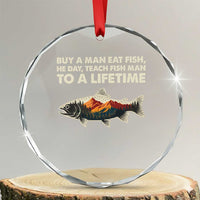 Funny Fishing Meme Crystal Glass Ornament Vintage Buy A Man Eat Fish Inappropriate - Wonder Print Shop