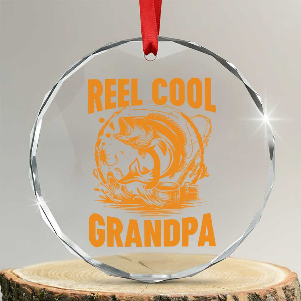 Funny Fishing Vintage Reel Cool Grandpa Crystal Glass Ornament - Wonder Print Shop