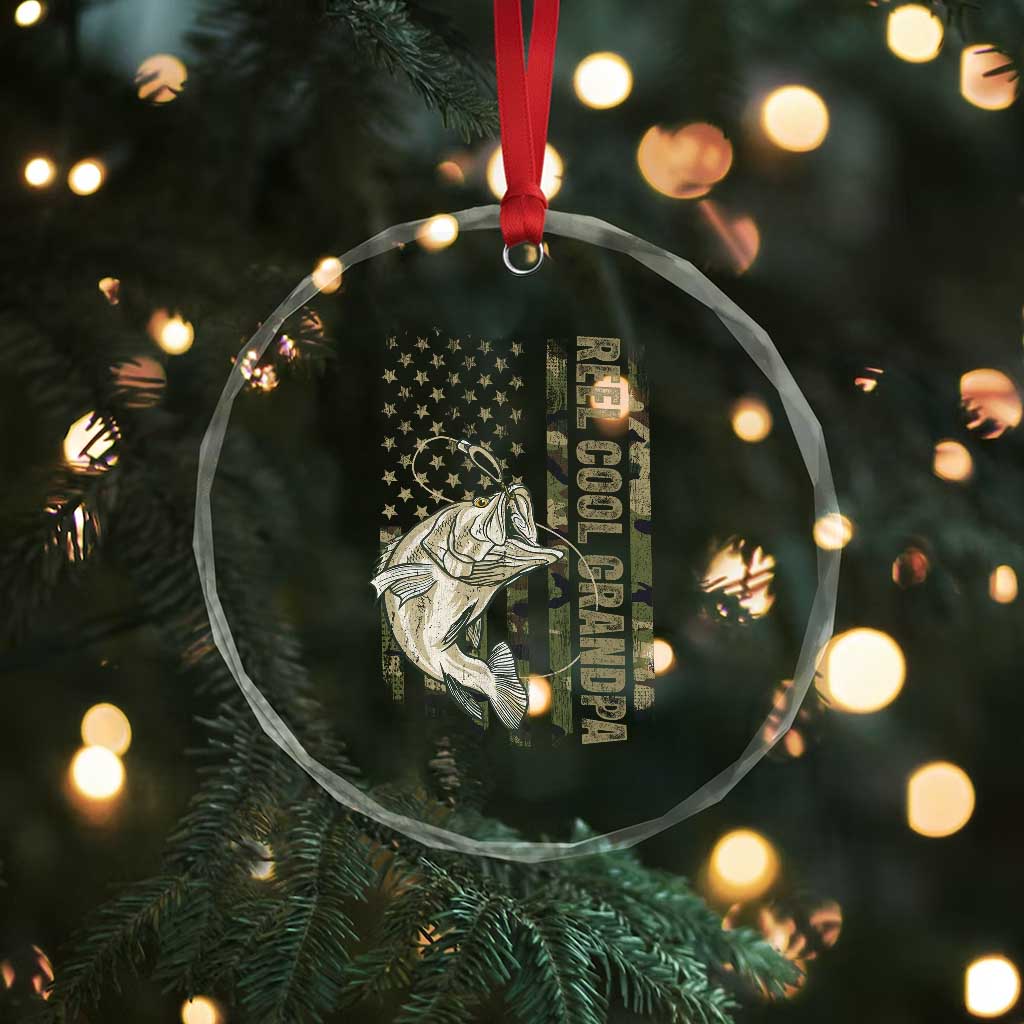 Funny Fishing Vintage Reel Cool Grandpa Crystal Glass Ornament Camo American Flag USA Bass Fish Fisherman TS10