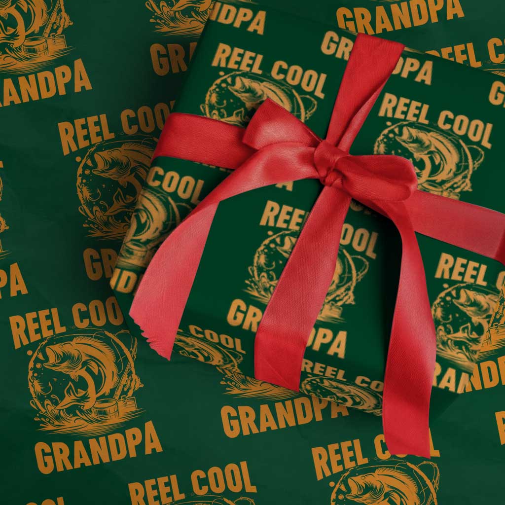 Funny Fishing Vintage Reel Cool Grandpa Wrapping Paper Roll - Wonder Print Shop