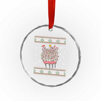 Funny Flamingo Family Xmas Light Tangled Crystal Glass Ornament TS09