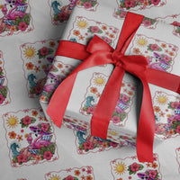 Funny Flamingo Tropical Floral Summer Vacation Graphic Wrapping Paper Roll