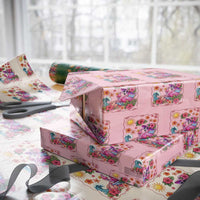 Funny Flamingo Tropical Floral Summer Vacation Graphic Wrapping Paper Roll