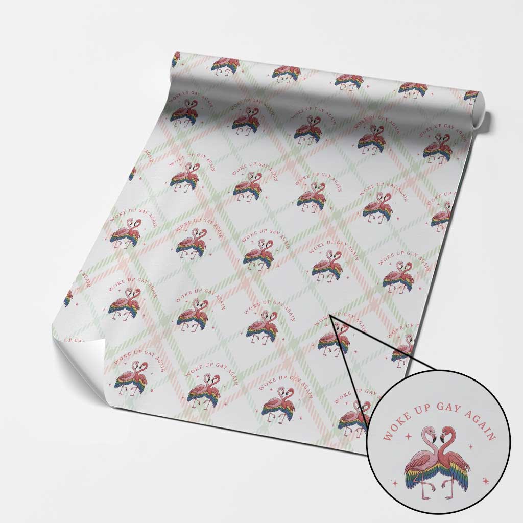 Funny Flamingos Woke Up Gay Again Wrapping Paper Roll Gift For Queer Bird Lovers