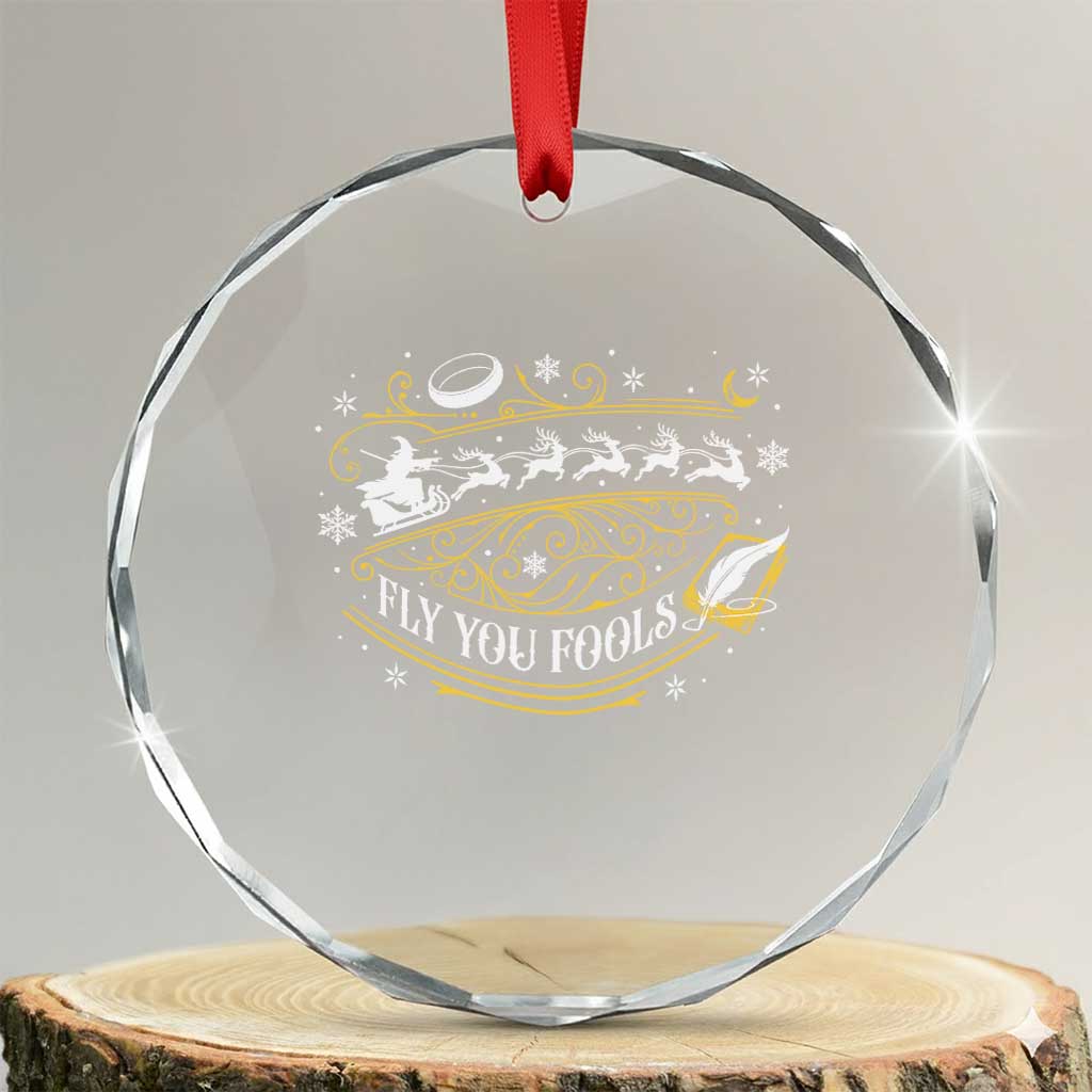 Funny Fly You Fools Christmas Crystal Glass Ornament Fantasy Movie Wizard Santa Sleigh - Wonder Print Shop