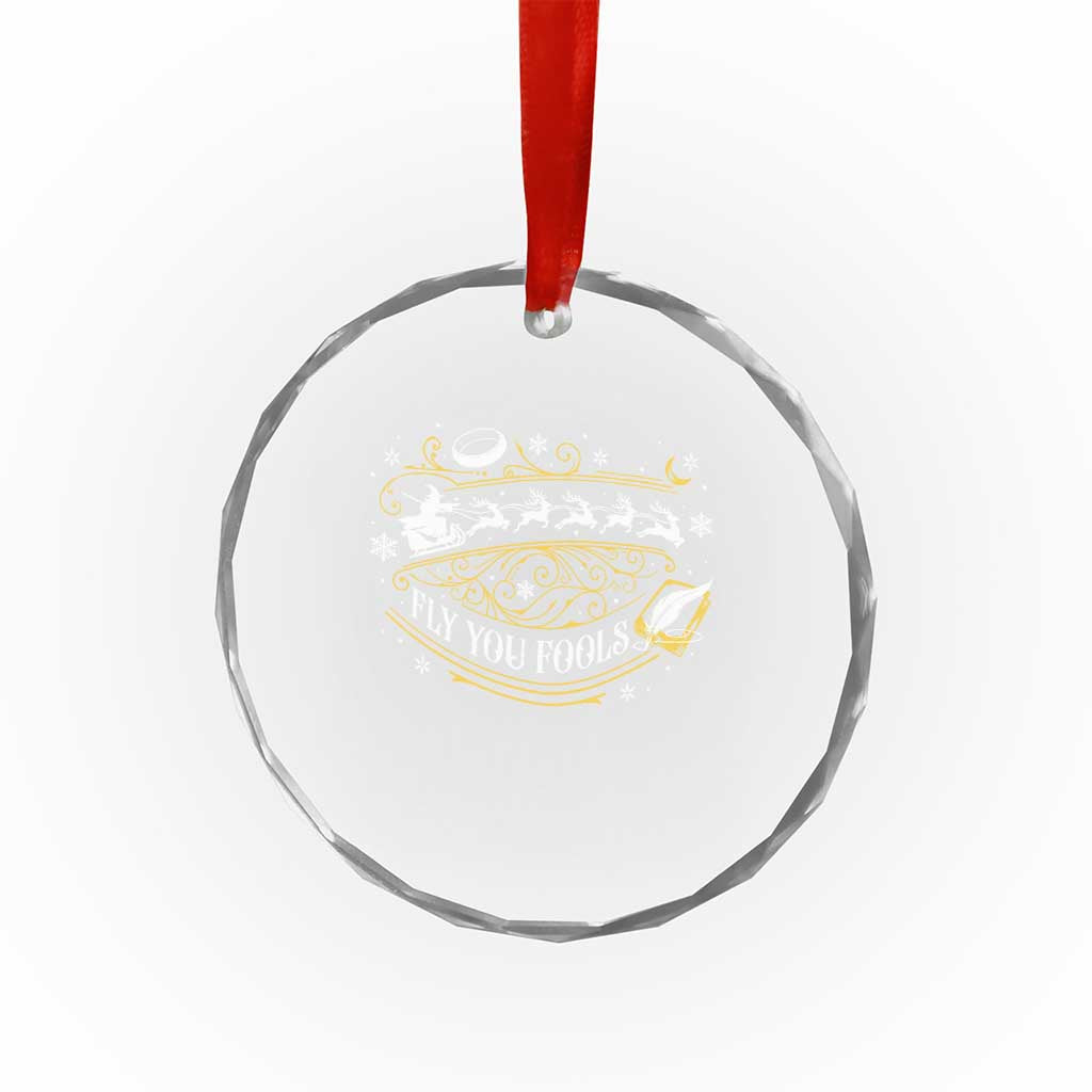 Funny Fly You Fools Christmas Crystal Glass Ornament Fantasy Movie Wizard Santa Sleigh - Wonder Print Shop