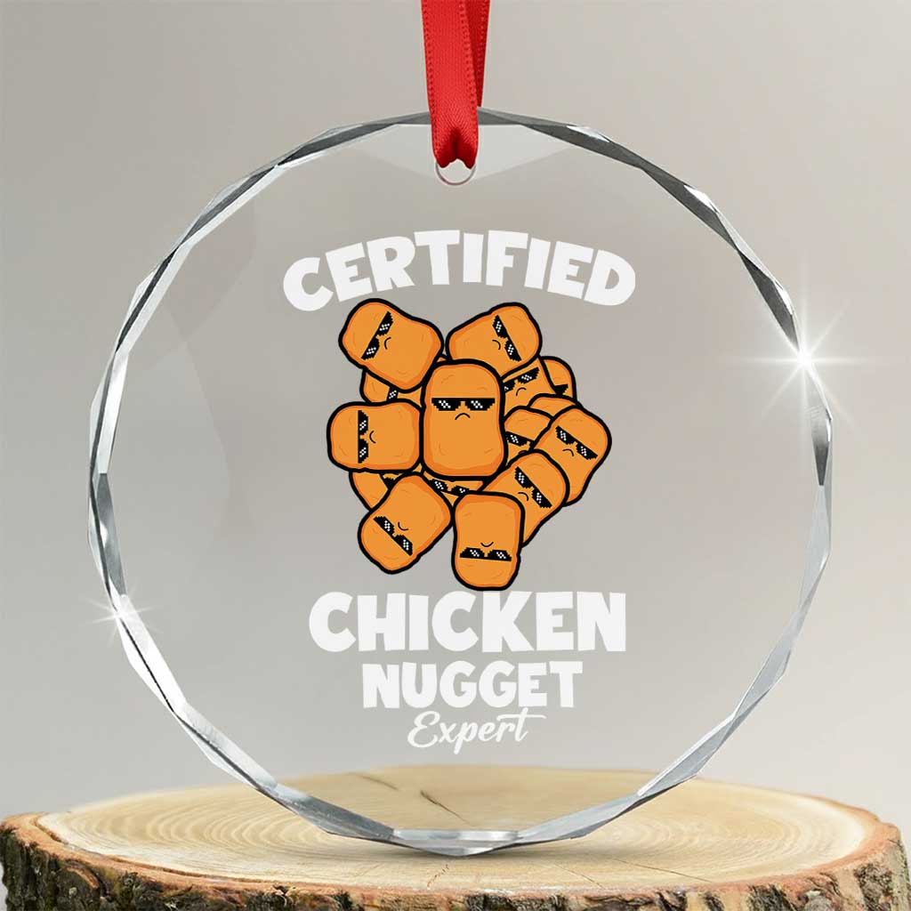 Funny Food Lover Gift Crystal Glass Ornament Certified Chicken Nugget Expert - Wonder Print Shop