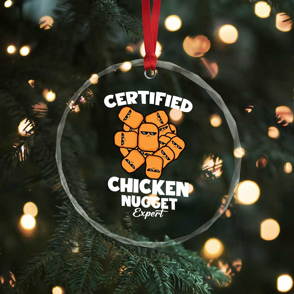 Funny Food Lover Gift Crystal Glass Ornament Certified Chicken Nugget Expert - Wonder Print Shop