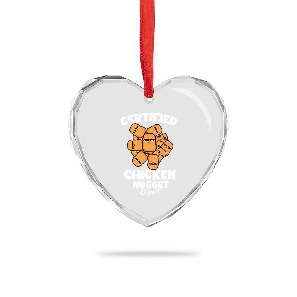 Funny Food Lover Gift Heart Crystal Glass Ornament Certified Chicken Nugget Expert - Wonder Print Shop