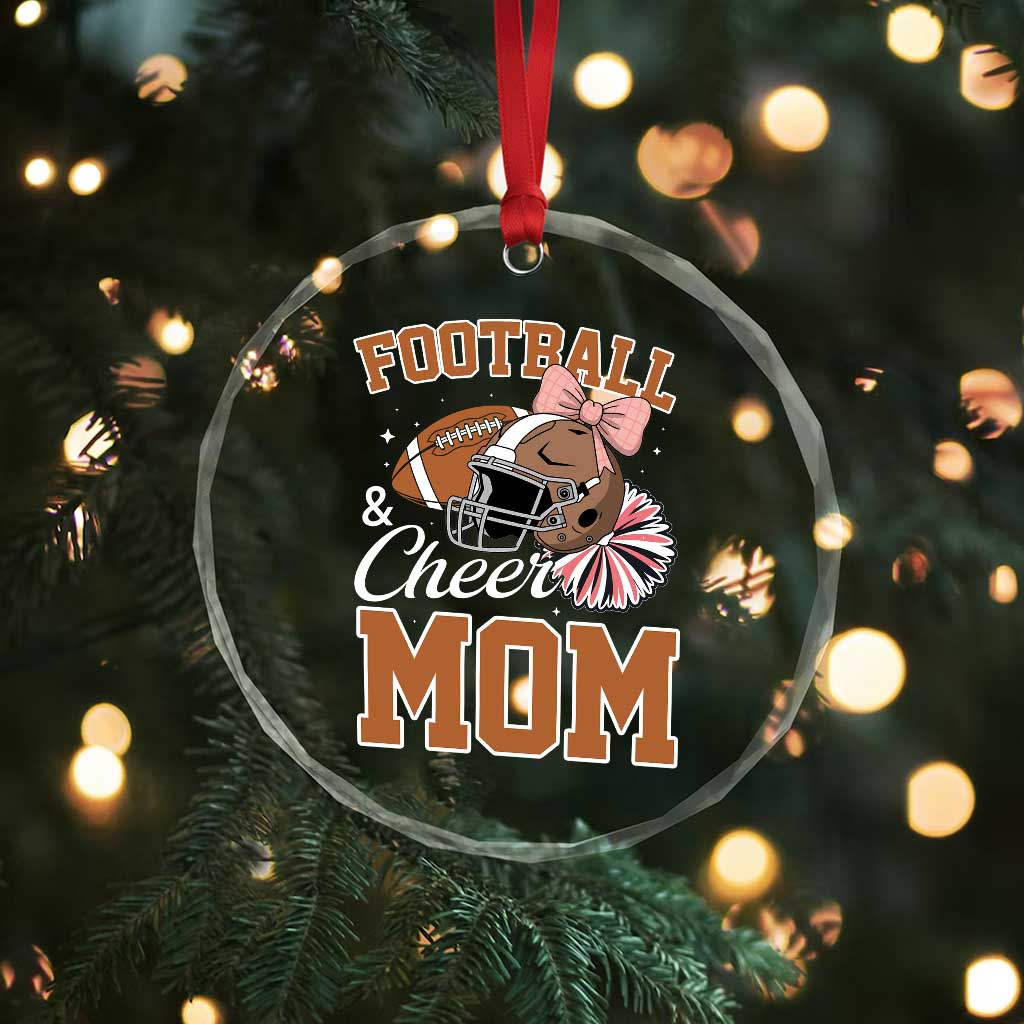 Funny Football And Cheer Mom Quote Crystal Glass Ornament Sports Season Gift - Wonder Print Shop