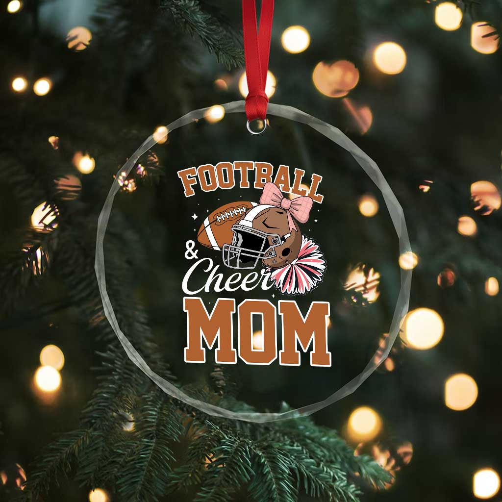 Funny Football And Cheer Mom Quote Crystal Glass Ornament Sports Season Gift TS12