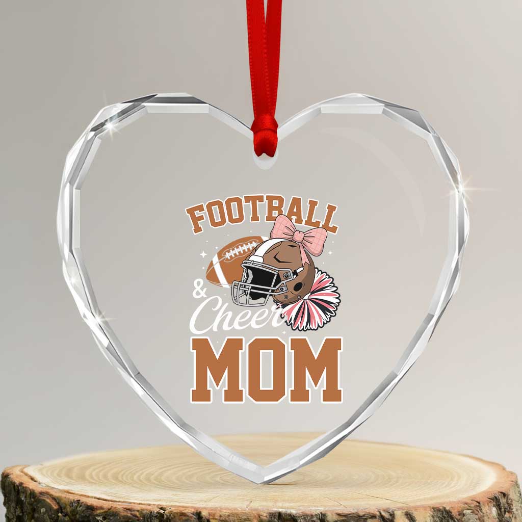 Funny Football And Cheer Mom Quote Heart Crystal Glass Ornament Sports Season Gift - Wonder Print Shop