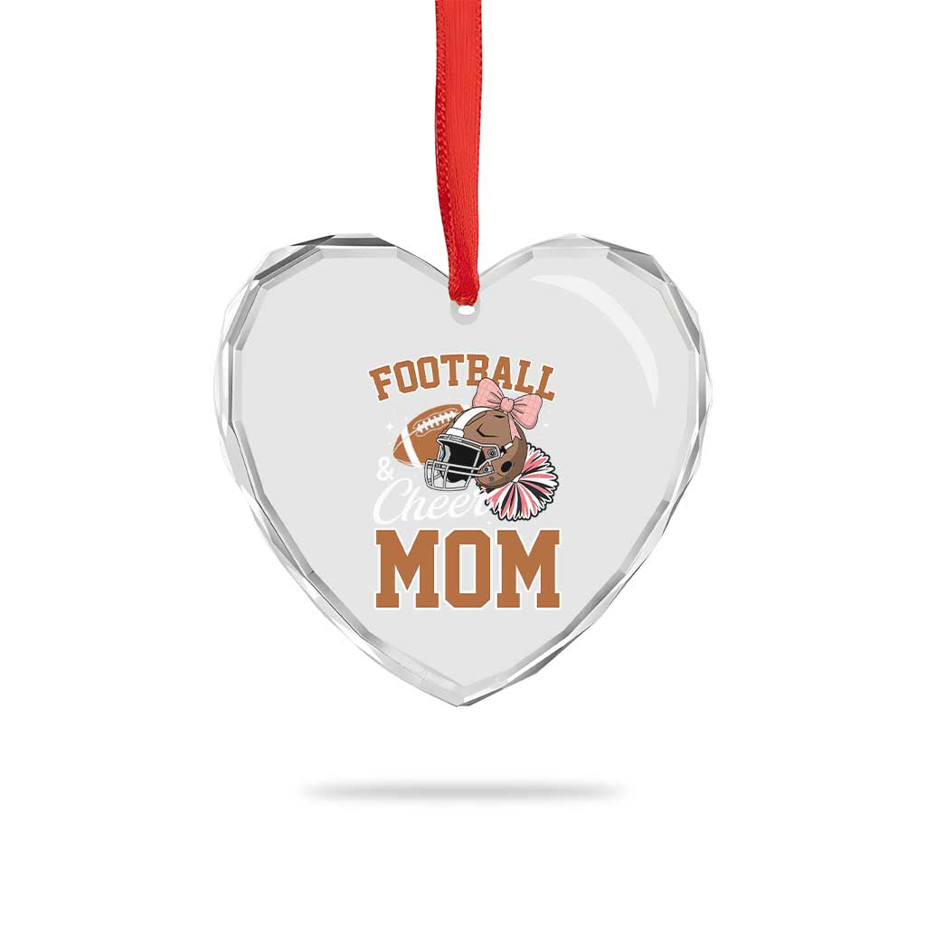 Funny Football And Cheer Mom Quote Heart Crystal Glass Ornament Sports Season Gift - Wonder Print Shop