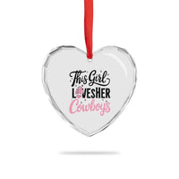 Funny Football Fan Gift Heart Crystal Glass Ornament This Girl Loves Her Cowboys - Wonder Print Shop